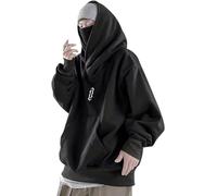 Men And Women Ninja Hoodie Hip Hop Street Style Turtle Neck Embroidered Solid Hoodie Comfy Ninja Hoodie (Color : A, Size : L)