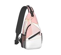 Men and Women Sling Bag Chest Daypack, Compatible with Rose Pink Gold Geometric Modern Luxurious Pattern Shoulder Backpack Crossbody for Hiking/Camping/Running