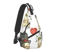 Men and Women Sling Bag Chest Daypack Sugar Skulls Lovers Shoulder Backpack Crossbody for Hiking Camping Running Large Capacity Anti-Theft Rucksack