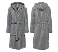 MEN AND WOMEN UNISEX BATH ROBES HOODED STYLE 100% COTTON TERRY TOWELLING BATH ROBE FREE SIZE LARGE PREMIUM QUALITY FAST ABSORBENT (Grey)