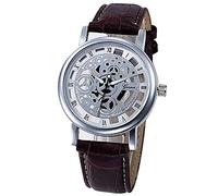 Men and Women Watches,ITVIP Retro Literary Roman Hollow Quartz Analog Belt Watch Strap 250mm brown