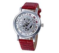 Men and Women Watches,ITVIP Retro Literary Roman Hollow Quartz Analog Belt Watch Strap 250mm red