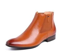Men Ankle Boots Mens 3CM Heel Zip Chelsea Boots Party Office Show Business For Club Genuine Leather The First Layer Of Cowhide Pure Leather(Yellow,4.5 UK)