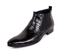 Men Ankle Boots Mens Pointed Low Heel Chelsea Boots Office Holiday Show Club Business For Party Genuine Leather The First Layer Of Cowhide(Black,8 UK)