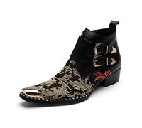 Men Ankle Boots Monk Strap Two Tone Ankle Boots Club Show For Party Pure Leather(Black,12.5 UK)