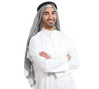 Men Arab Shemagh Scarf Muslim Hijab Headband Middle East Keffiyeh Headscarf Arabia Scarves Desert Shawl Scarf Saudi Headwear Scarves Classic Arabian Head Turban Large Bandana Arabic Headcover Headwrap
