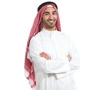 Men Arab Shemagh Scarf Muslim Hijab Headband Middle East Keffiyeh Headscarf Arabia Scarves Desert Shawl Scarf Saudi Headwear Scarves Classic Arabian Head Turban Large Bandana Arabic Headcover Headwrap