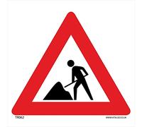Men at Work Sign TR062 Safety Sticker Rigid Indoor Outdoor 450mm x 450mm Sticker/Sav - White Background