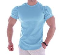 Men Athletic T Shirts Tees Short Sleeve Muscle Cut for Bodybuilding Workout Training Fitness Tops Crew Neck Cotton Lightweight Quick Dry Gym Sports T Shirt Muscle Shirt Breathable Gym Workout Fitness