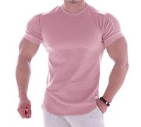 Men Athletic T Shirts Tees Short Sleeve Muscle Cut for Bodybuilding Workout Training Fitness Tops Crew Neck Cotton Lightweight Quick Dry Gym Sports T Shirt Muscle Shirt Breathable Gym Workout Fitness