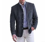 Men Autumn Winter Stand Collar Solid Color Single Row Five Button Blazer,Vintage British Style Jacket,Vintage British Style Stand Collar Blazer For Men In Autumn And Winter(M Dark grey)