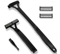 Men Back Shaver, Multi-Functional Waterproof Personal Grooming Clipper, Extra-Long Handle Foldable Groomer Shaver for Wet & Dry Use, Trimmer With 2Pcs Replaceable Blades for Coarse Hair Trimming