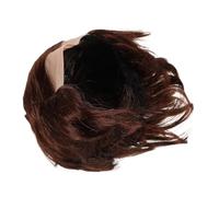 Men Bald Cap Wig with Short Straight Brown Synthetic Hair | Lightweight Net Base, Breathable Fit, Bionic Knotted Roots, for School Theatre, Photo Studio Halloween
