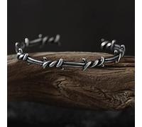 Men Bangle Open Cuff Twist Thorns Wire Pulsera Titanium Steel Geometric Bracelet Open Cuff Barbed Jewelry Viking Bangles