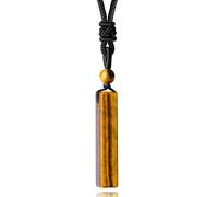 Men Bar Necklace Black Crystal Necklace Adjustable Rope Natural Gemstone Rectangle Pendant Necklaces Simple Cool Necklace Jewelry Gifts