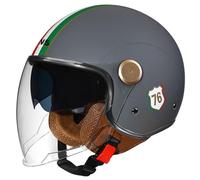 Men Baseball cap Helmets, Motorcycle jet helmet with Double Visor, Moped Helmet, DOT Approved Scooter Helmets German Style Retro Half Helmet Unisex Skull Cap Cruiser Helmets 13,L=59-60cm