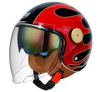 Men Baseball cap Helmets, Motorcycle jet helmet with Double Visor, Moped Helmet, DOT Approved Scooter Helmets German Style Retro Half Helmet Unisex Skull Cap Cruiser Helmets 18,L=59-60cm