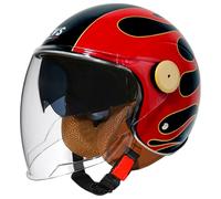 Men Baseball cap Helmets, Motorcycle jet helmet with Double Visor, Moped Helmet, DOT Approved Scooter Helmets German Style Retro Half Helmet Unisex Skull Cap Cruiser Helmets 17,L=59-60cm