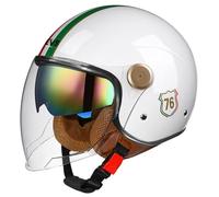 Men Baseball cap Helmets, Motorcycle jet helmet with Double Visor, Moped Helmet, DOT Approved Scooter Helmets German Style Retro Half Helmet Unisex Skull Cap Cruiser Helmets 2,M=55-58cm