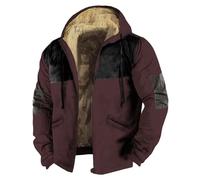 Men Baseball Hiking Jacket Outwear with Zip Pockets Europe And The United States Independent Station Border Multi Solid Printing Hooded Sweater Brown Cotton Clothing Men Shirt Jacket (XXXL)