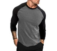 Men Basic T-Shirt Men Slim Fit Lapels Trend Longsleeve T-Shirt Men Color Matching Longsleeve Tops Men Fashion T-Shirt Men Business Casual T-Shirt A-Dark Grey M