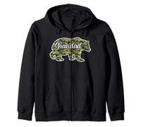 Men Bear Hunter Grandad Camo Shirt, Funny Hunting Camouflage Zip Hoodie