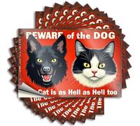 Men Bedroom Decor Decals - Personalized Essentials Bumper Beware of The Dog. The Cat is As Hell As Hell Too(6X9CM)