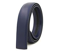 Men Belt Automatic Slide Leather 1.37" width Ratchet Belt Trim to Fit Adjustable Without Buckle/Length 51", Blue, Length 130 / 51”
