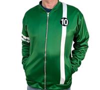 Men Ben-10 Jacket - Tennyson Ben-Ten Alien Swarm Green Satin Fabric Jacket (UK, Alpha, L, Regular, Regular, Green-Satin Fabric)