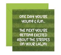 Men Birthday Card - Lawn Stripes - Funny Card for Dad, Husband, Boyfriend, Neighbour, Brother, Friend, Bro, Pals, Mate, Grandad, Uncle, Coworker, Lads - Growing Old - Comes with Stickers