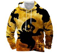 Men Black Hoodies Men Halloween Costume Funny Oversized Casual Pullover Sweatshirt Long Sleeve Hoody Jumpers Long Sleeve Jumpers Drawstring Outdoors Activewear Holiday Theme Casual Pullovers