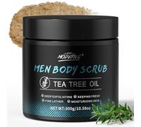 Men Body Scrub with Tea Tree Oil Exfoliating Body Scrub for Men Improve Odor Smooth Rough Skin Body Exfoliator Scrub for Back Chest Shoulders Butt Legs Mens Exfoliating Body Wash with 2% BHA 10% AHA
