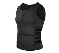 Men Body Shaping Waist Trainer Gym Fitness Double Belt Sauna Vest Breathable Sweat Slimming, Supports Abdominal Shaping, Corrects Posture for Weight Loss (Black L)