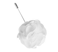 Men Boutonniere White Satin Flower Brooch M15 Lapel Pin