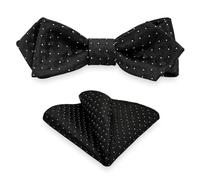 Men Bow Tie Pocket Square Set, Boy Self Tied Bowtie with Handkerchief For Formal Tuxedo Bow Tie or Wedding Party SMB-T9, Black Diamond Dots, One size