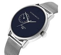 Men Bracelet Watch Steel Mesh Belt Wrap Analog Quartz Wrist Watch Business Watch E65 (Size : Black)
