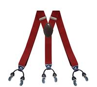Men Braces 6 Metal Clips Nylon And Leather Multicolor 3.5cm Width 125cm Length Box Packing(Red)