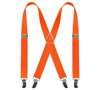 Men Braces with 4 Clips X Shape, Adjustable Elastic Braces for Men Trousers, Men's Braces Wedding Business Casual Suspenders (Orange)