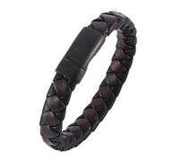 Men Braided Leather Bracelets Cowhide Cuff Wrap Bracelet With Magnetic Clasp Punk Rock Cuff Bangle Gifts For Men Him Boyfriend Birthday Christmas Black Brown 17.5Cm