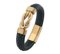 Men Braided Leather Infinity Knot Bracelets Gift For Him Love You Forever Magnetic Clasp Cuff Bangle Punk Jewellery Birthday Gifts Husband Boyfriend Green 20.5Cm