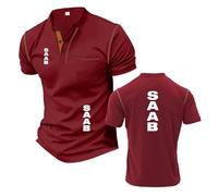 Men Breathable Henley T-Shirt for S.A.A.B Soft Half Sleeve Comfortable Athletic Shirts Stand Collar Short Sleeve Tee Printed Polo Shirts-JHS||s