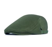 Men Breathable Mesh Summer Hat Newsboy Beret Cap Cabbie Flat Cap Spoon Sports Hat (Green, One Size)