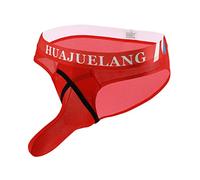 Men Briefs Low Waists Underpant Solid Color Sexy Underwear Mesh Breathable Butt Underpant Fashion Underpant Christmas Pajamas His and Hers (Red, XXL)