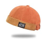 Men Brimless Hats Docker Cap Sailor Cap Worker Hat Retro Beanie Hat Consecutive Hits Logo (Cotton, Caramel)