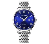 Men Business Luxury Fashion Gents Quartz Watch Stainless Steel Band Waterproof Digital for Hiking (B, One Size)