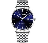 Men Business Luxury Fashion Gents Quartz Watch Stainless Steel Band Waterproof Engraved Watches for Women (E, One Size)