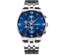 Men Business Luxury Fashion Gents Quartz Watch Stainless Steel Band Waterproof Land Watches for Men (F, One Size)