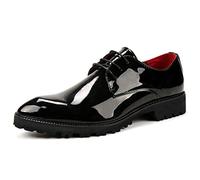 Men Business Shoes Dress Pointed Toe Floral Patent Leather Lace up Oxford