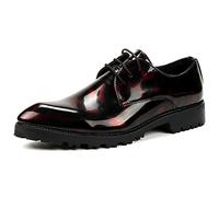Men Business Shoes Dress Pointed Toe Floral Patent Leather Lace Up Oxford