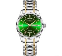 Men Business Watch Date Display Luminous Quartz Movement(Silver Green)